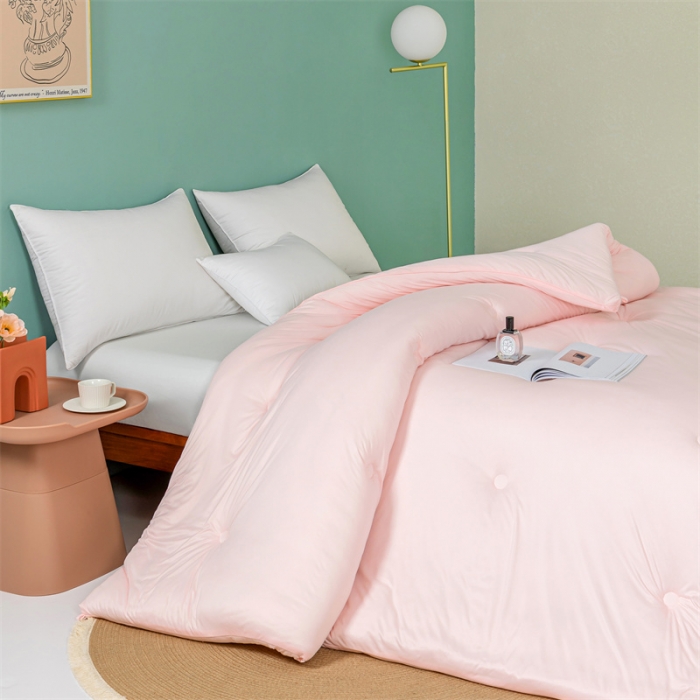 91家纺网 家纺一手货源 找家纺 亚龙 2023新款软糯大豆玉米被春秋被冬被 粉色