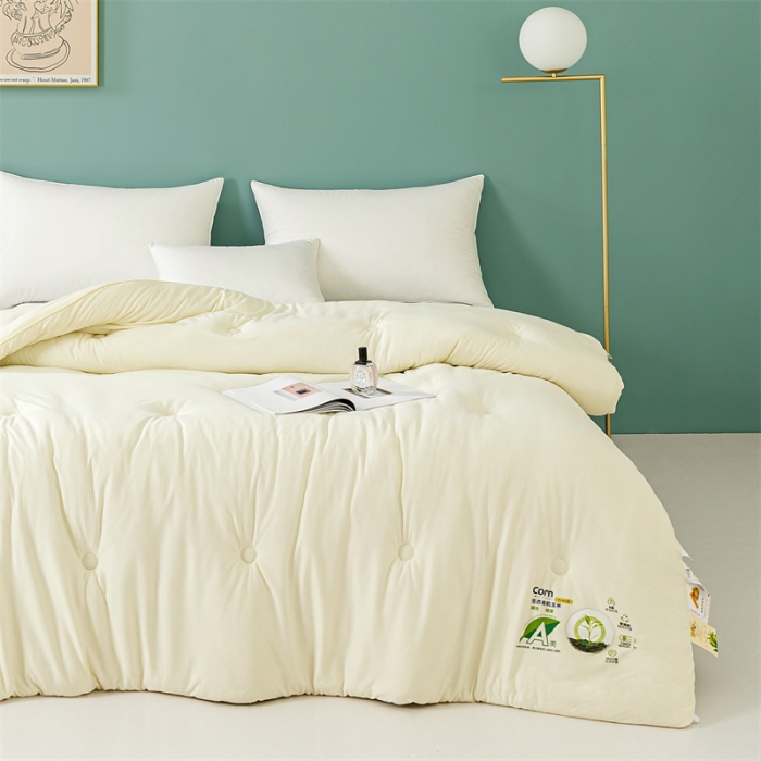 91家纺网 家纺一手货源 找家纺 亚龙 2023新款软糯大豆玉米被春秋被冬被 米白