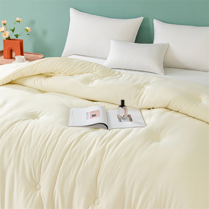 91家纺网 家纺一手货源 找家纺 亚龙 2023新款软糯大豆玉米被春秋被冬被 米白