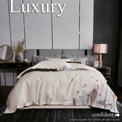 91家纺网 家纺一手货源 找家纺 总宅家居2024新款180支阿克苏长绒棉刺绣全棉四件套-慕森