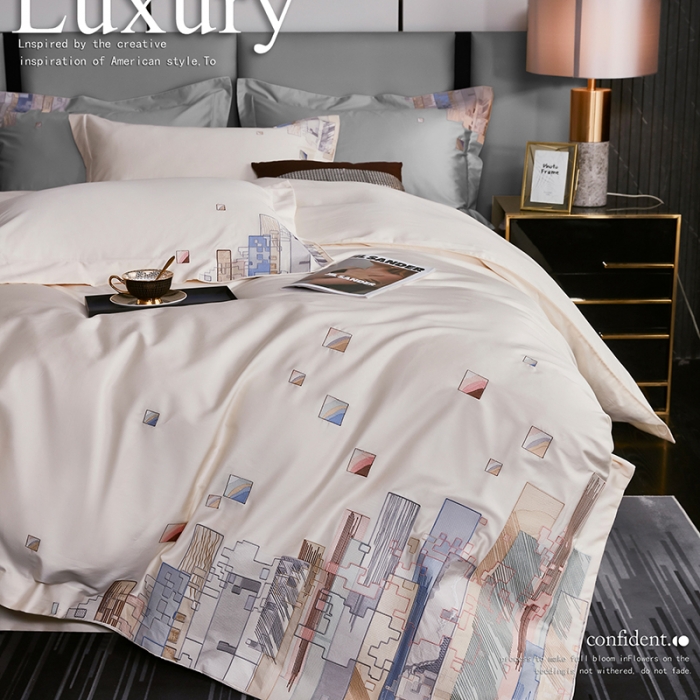 91家纺网 家纺一手货源 找家纺 总宅家居2024新款180支阿克苏长绒棉刺绣全棉四件套-慕森