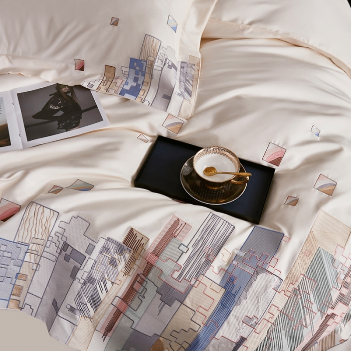 91家纺网 家纺一手货源 找家纺 总宅家居2024新款180支阿克苏长绒棉刺绣全棉四件套-慕森