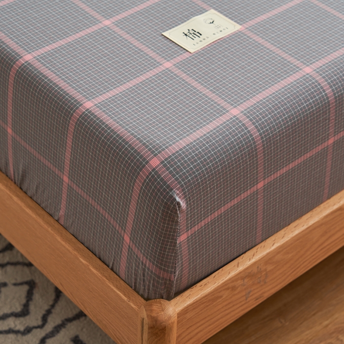 91家纺网 家纺一手货源 找家纺 21度C 2023新款A类全棉色织水洗棉单品床笠 贝拉格-灰