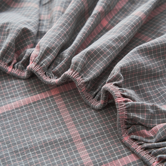 91家纺网 家纺一手货源 找家纺 21度C 2023新款A类全棉色织水洗棉单品床笠 贝拉格-灰