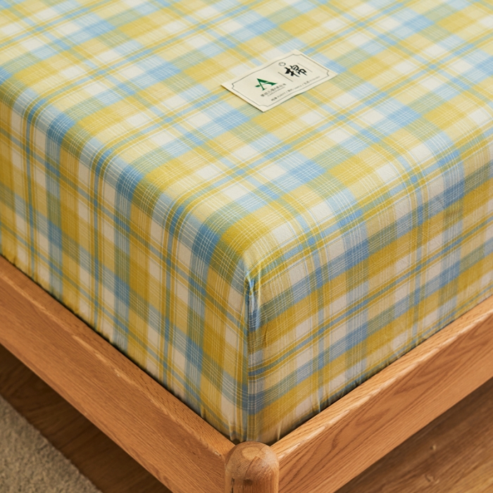 91家纺网 家纺一手货源 找家纺 21度C 2023新款A类全棉色织水洗棉单品床笠 彩虹格