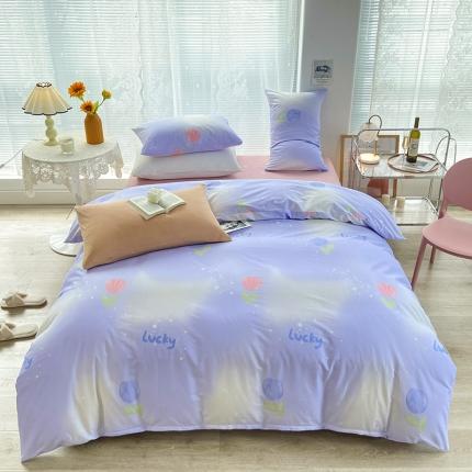 91家纺网 家纺一手货源 找家纺 安莱生活 2022新款秋冬家用60支纯棉印花三四件套 梦幻系类-静娴小花-紫