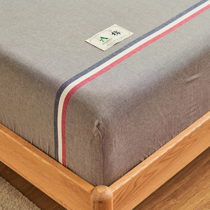 91家纺网 家纺一手货源 找家纺 21度C 2023新款A类全棉色织水洗棉单品床笠 光阴灰