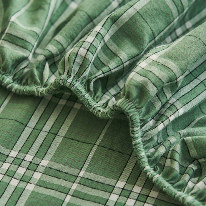 91家纺网 家纺一手货源 找家纺 21度C 2023新款A类全棉色织水洗棉单品床笠 果绿格