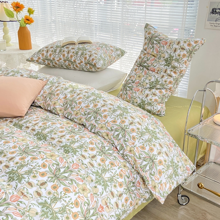 91家纺网 家纺一手货源 找家纺 安莱生活 2022新款秋冬家用60支纯棉印花三四件套 复古系类-阳光西柚