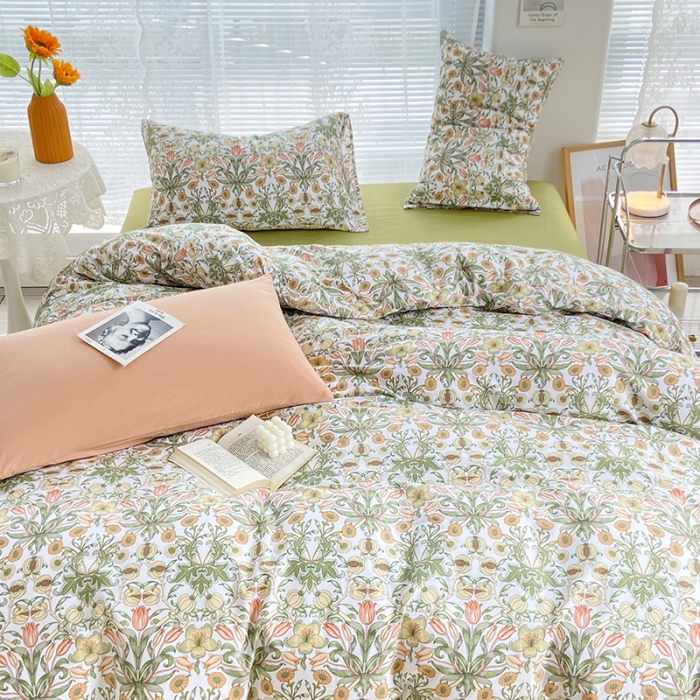 91家纺网 家纺一手货源 找家纺 安莱生活 2022新款秋冬家用60支纯棉印花三四件套 复古系类-阳光西柚