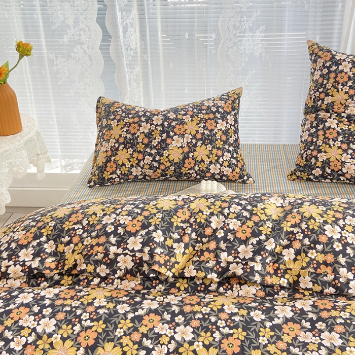 91家纺网 家纺一手货源 找家纺 安莱生活 2022新款秋冬家用60支纯棉印花三四件套 复古系列-采薇-灰