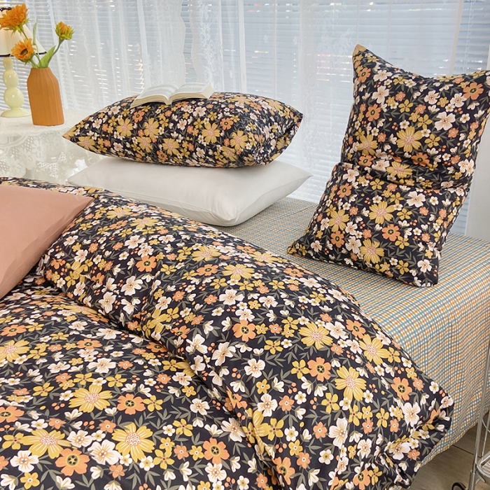 91家纺网 家纺一手货源 找家纺 安莱生活 2022新款秋冬家用60支纯棉印花三四件套 复古系列-采薇-灰