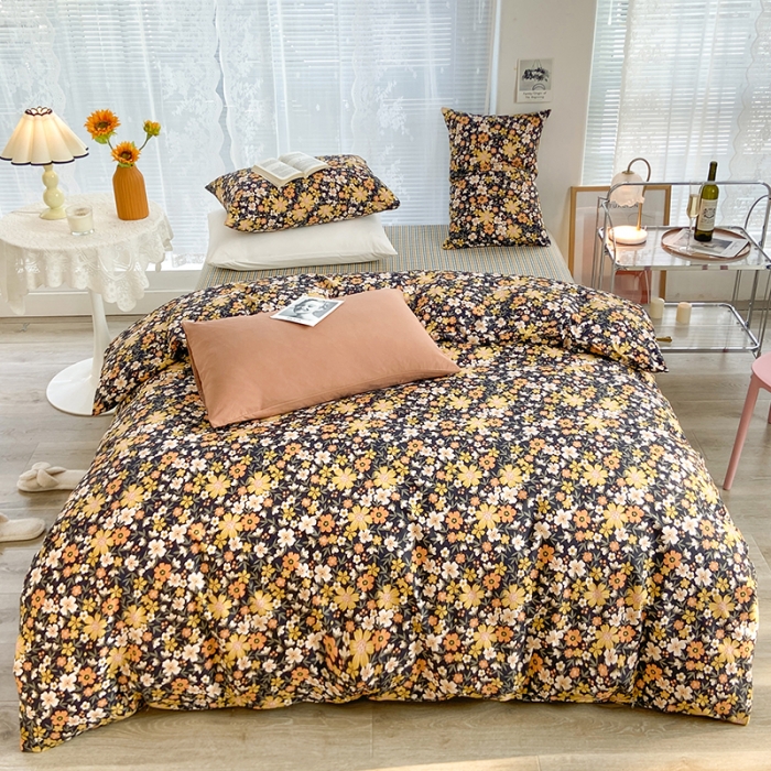 91家纺网 家纺一手货源 找家纺 安莱生活 2022新款秋冬家用60支纯棉印花三四件套 复古系列-采薇-灰