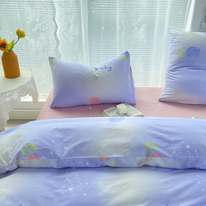 91家纺网 家纺一手货源 找家纺 安莱生活 2022新款秋冬家用60支纯棉印花三四件套 梦幻系类-静娴小花-紫