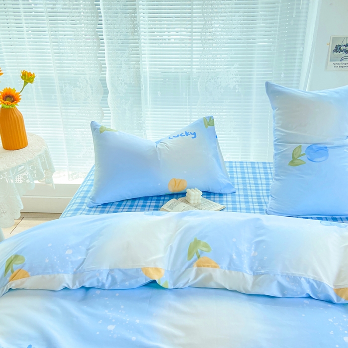 91家纺网 家纺一手货源 找家纺 安莱生活 2022新款秋冬家用60支纯棉印花三四件套 梦幻系列-静娴小花-兰