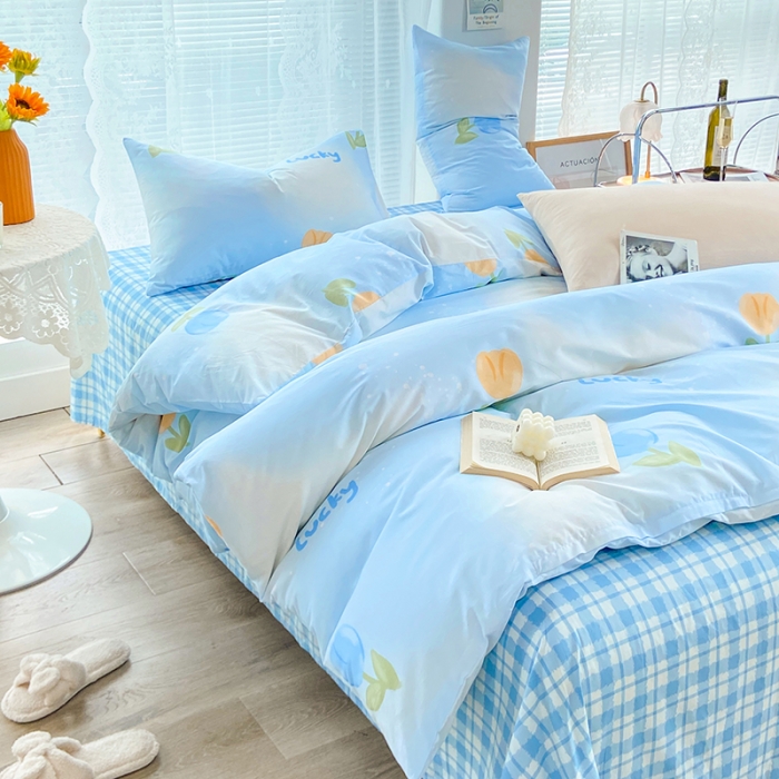 91家纺网 家纺一手货源 找家纺 安莱生活 2022新款秋冬家用60支纯棉印花三四件套 梦幻系列-静娴小花-兰