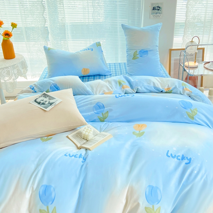 91家纺网 家纺一手货源 找家纺 安莱生活 2022新款秋冬家用60支纯棉印花三四件套 梦幻系列-静娴小花-兰