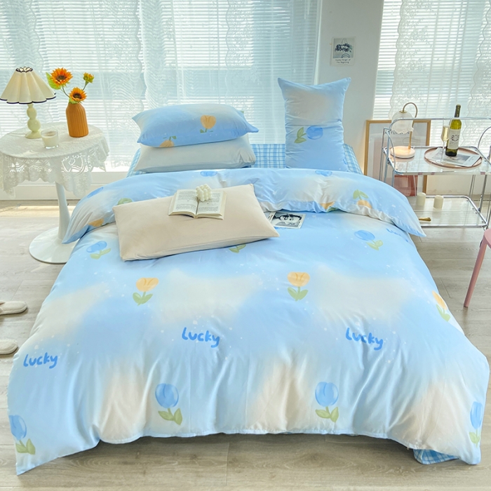 91家纺网 家纺一手货源 找家纺 安莱生活 2022新款秋冬家用60支纯棉印花三四件套 梦幻系列-静娴小花-兰