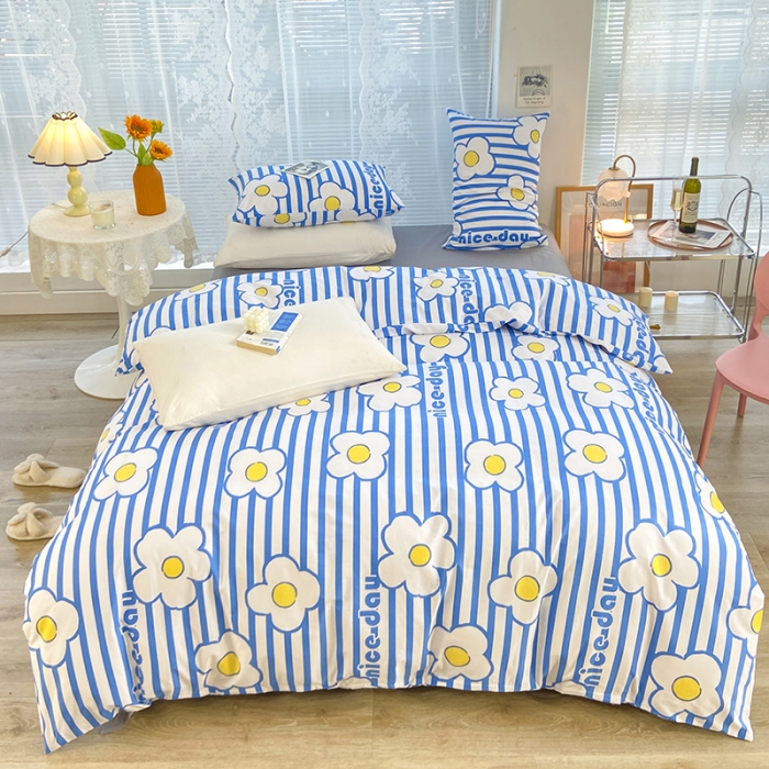 91家纺网 家纺一手货源 找家纺 安莱生活 2022新款秋冬家用60支纯棉印花三四件套 时尚系类-萌心初动-兰