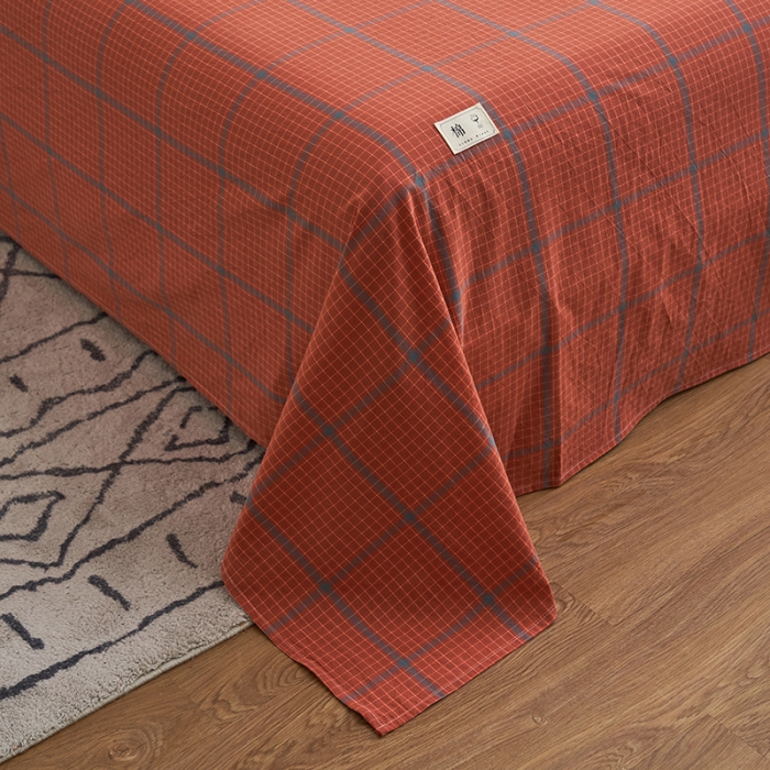 91家纺网 家纺一手货源 找家纺 21度C 2023新款A类全棉色织水洗棉单品床单 贝拉格-桔