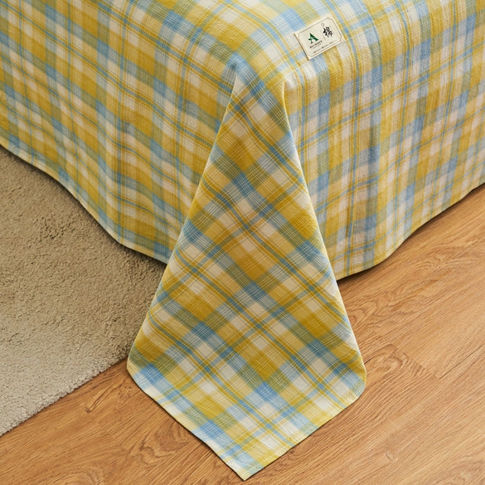 91家纺网 家纺一手货源 找家纺 21度C 2023新款A类全棉色织水洗棉单品床单 彩虹格