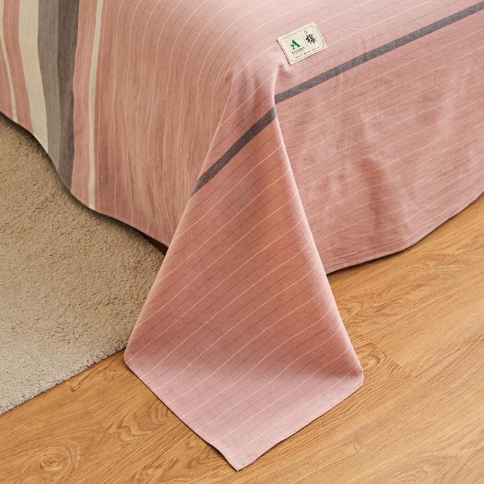 91家纺网 家纺一手货源 找家纺 21度C 2023新款A类全棉色织水洗棉单品床单 豆蔻粉