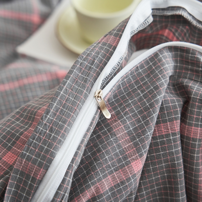 91家纺网 家纺一手货源 找家纺 21度C 2023新款A类全棉色织水洗棉单品被套 贝格拉灰