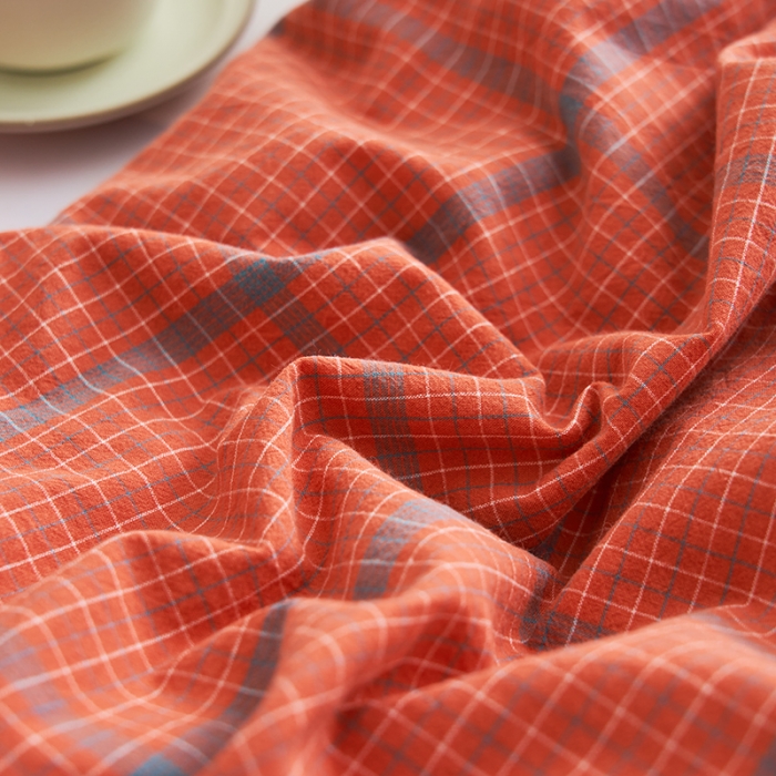 91家纺网 家纺一手货源 找家纺 21度C 2023新款A类全棉色织水洗棉单品被套 贝拉格桔