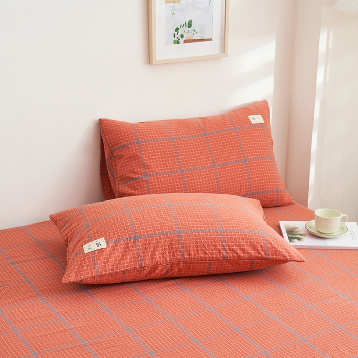 91家纺网 家纺一手货源 找家纺 21度C 2023新款A类全棉色织水洗棉单品被套 贝拉格桔