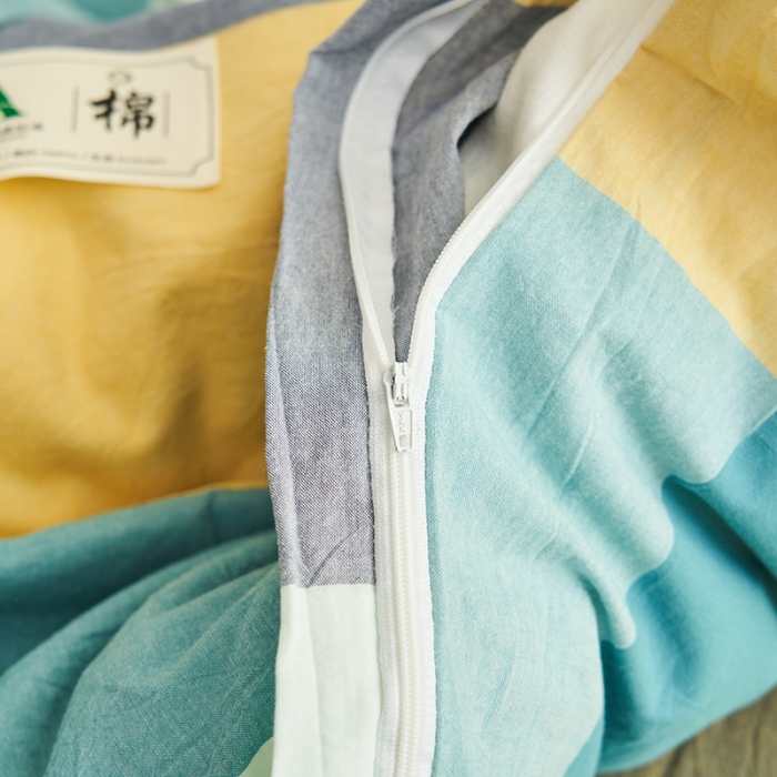 91家纺网 家纺一手货源 找家纺 21度C 2023新款A类全棉色织水洗棉单品被套 彩虹大格