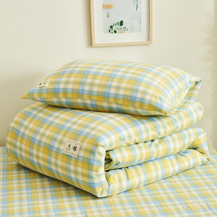 91家纺网 家纺一手货源 找家纺 21度C 2023新款A类全棉色织水洗棉单品被套 彩虹格