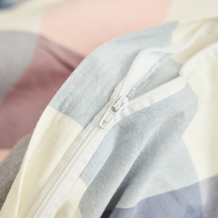 91家纺网 家纺一手货源 找家纺 21度C 2023新款A类全棉色织水洗棉单品被套 格韵粉