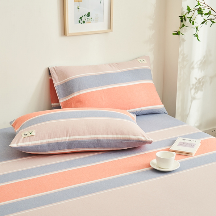 91家纺网 家纺一手货源 找家纺 21度C 2023新款A类全棉色织水洗棉单品被套 莱卡条