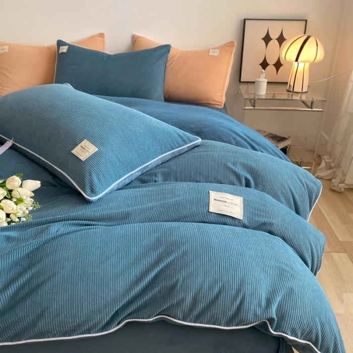 91家纺网 家纺一手货源 找家纺 冬季牛奶法兰绒珊瑚加绒冬天双面绒面床单被套四件套