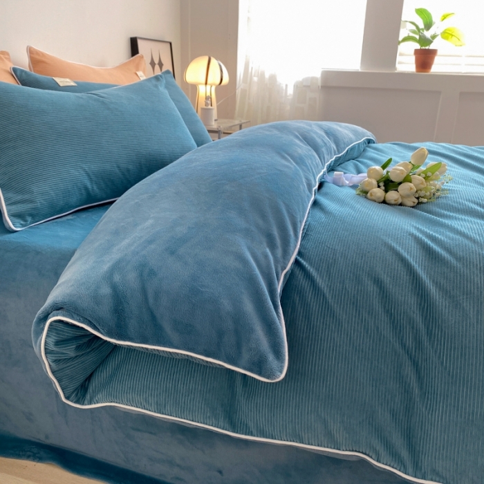 91家纺网 家纺一手货源 找家纺 冬季牛奶法兰绒珊瑚加绒冬天双面绒面床单被套四件套