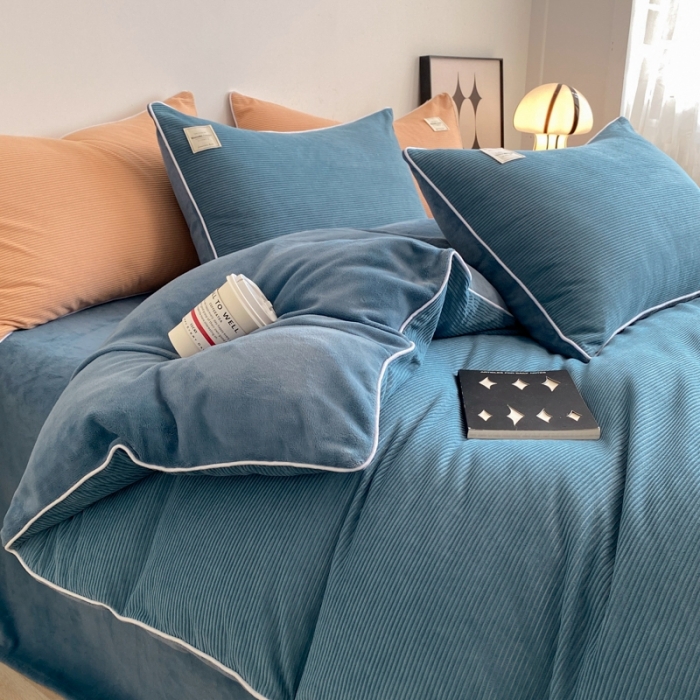 91家纺网 家纺一手货源 找家纺 冬季牛奶法兰绒珊瑚加绒冬天双面绒面床单被套四件套