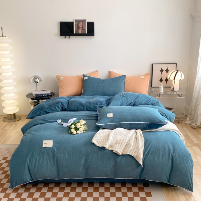 91家纺网 家纺一手货源 找家纺 冬季牛奶法兰绒珊瑚加绒冬天双面绒面床单被套四件套