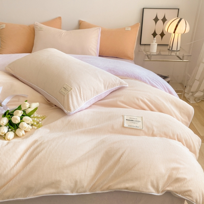 91家纺网 家纺一手货源 找家纺 冬季牛奶法兰绒珊瑚加绒冬天双面绒面床单被套四件套