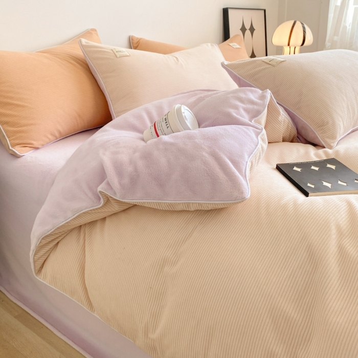 91家纺网 家纺一手货源 找家纺 冬季牛奶法兰绒珊瑚加绒冬天双面绒面床单被套四件套