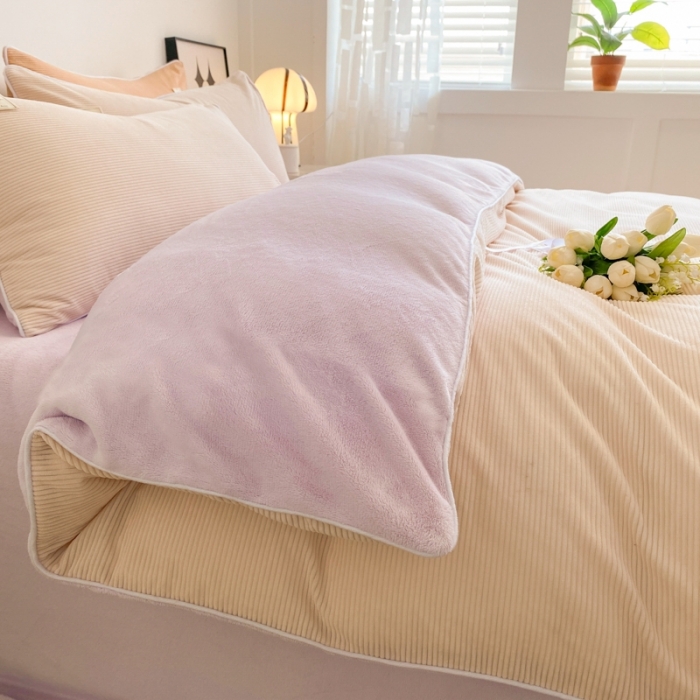 91家纺网 家纺一手货源 找家纺 冬季牛奶法兰绒珊瑚加绒冬天双面绒面床单被套四件套