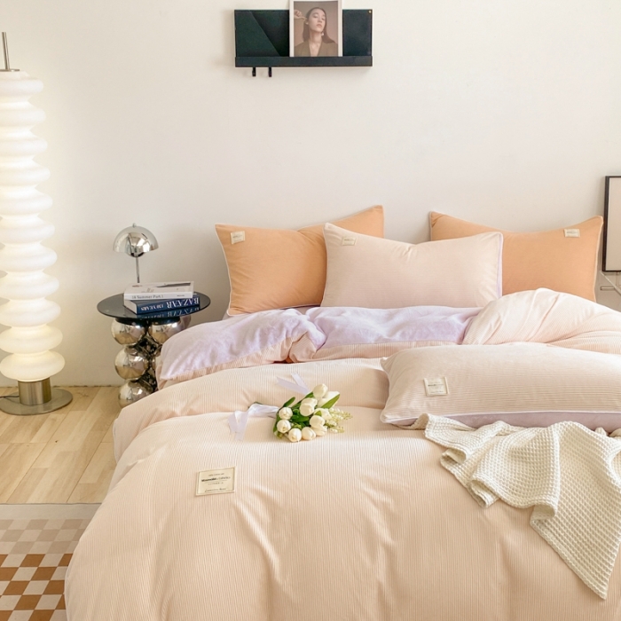 91家纺网 家纺一手货源 找家纺 冬季牛奶法兰绒珊瑚加绒冬天双面绒面床单被套四件套