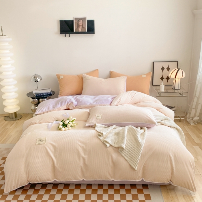 91家纺网 家纺一手货源 找家纺 冬季牛奶法兰绒珊瑚加绒冬天双面绒面床单被套四件套