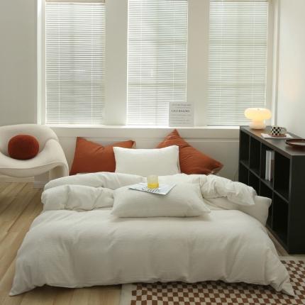 91家纺网 家纺一手货源 找家纺 （总）例外Home 2022新款加厚蜂窝全棉提花华夫格四件套