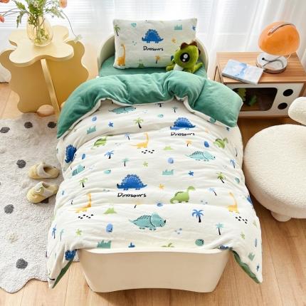 91家纺网 家纺一手货源 找家纺 （总）嗨生活 2022年新款加厚全消光牛奶绒儿童幼儿园三件套