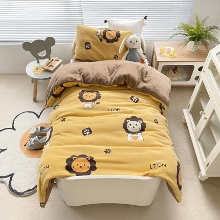 91家纺网 家纺一手货源 找家纺 （总）嗨生活 2022年新款加厚全消光牛奶绒儿童幼儿园三件套