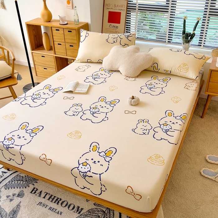 91家纺网 家纺一手货源 找家纺 芃成 2022新款全棉磨毛单床笠 乖乖兔