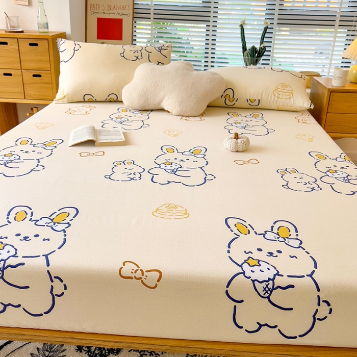 91家纺网 家纺一手货源 找家纺 芃成 2022新款全棉磨毛单床笠 乖乖兔