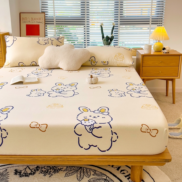 91家纺网 家纺一手货源 找家纺 芃成 2022新款全棉磨毛单床笠 乖乖兔