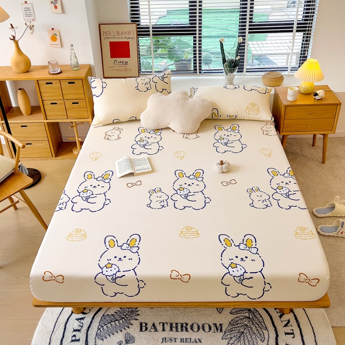 91家纺网 家纺一手货源 找家纺 芃成 2022新款全棉磨毛单床笠 乖乖兔