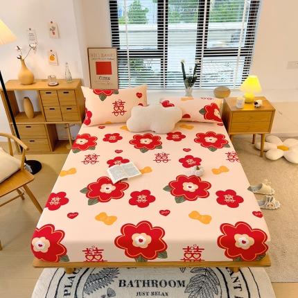 芃成 2022新款全棉磨毛单床笠 红双喜